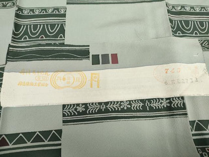 平和屋着物●上質な小紋 幾何学柄 丹後ちりめん 反端付き 正絹 逸品 AABG2738cs