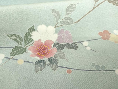 平和屋着物●訪問着 友禅 枝花文 暈し染め 正絹 逸品 AABG2741cs