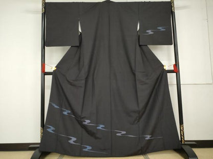 平和屋着物●訪問着 紬地 流水文 正絹 逸品 AABG2732cs