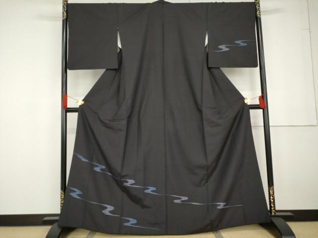 平和屋着物●訪問着 紬地 流水文 正絹 逸品 AABG2732cs