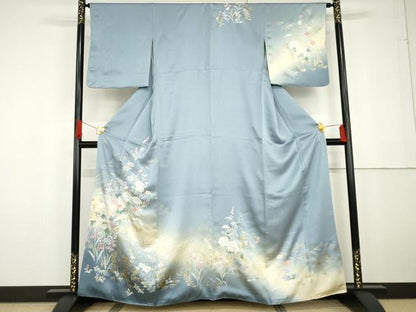 平和屋着物●訪問着 枝花文 暈し染め 金銀彩 正絹 逸品 AABG2745cs