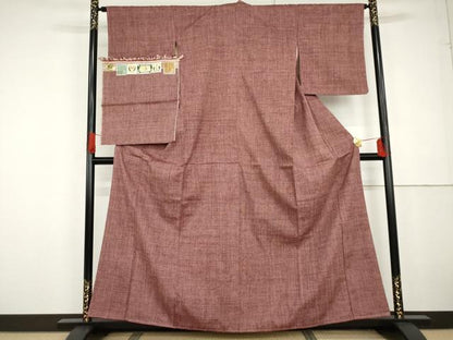 平和屋着物●本場結城紬　重要無形文化財　霞文　奥順謹製　証紙付き　正絹　逸品　AABG2754cs