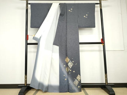 平和屋着物●訪問着 舞花菱文 暈し染め 金銀彩 正絹 逸品 AABG2747cs