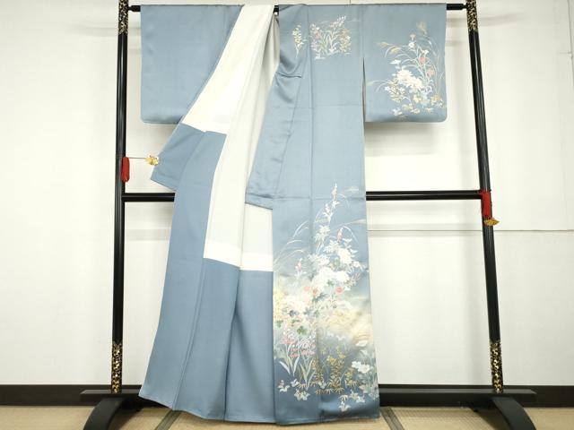 平和屋着物●訪問着 枝花文 暈し染め 金銀彩 正絹 逸品 AABG2745cs