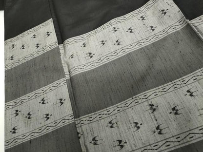 平和屋着物●紬 訪問着 琉球絣 黒地 正絹 逸品 未使用 AABG2760cs