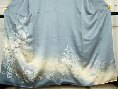 平和屋着物●訪問着 枝花文 暈し染め 金銀彩 正絹 逸品 AABG2745cs