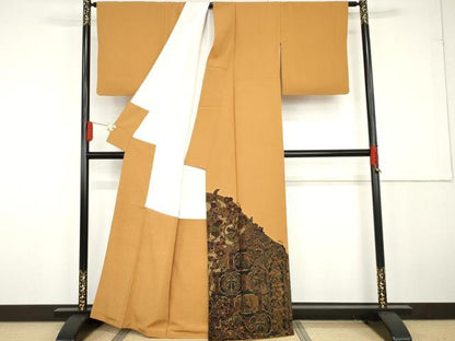 平和屋着物●前田仁仙 仁仙更紗 色留袖 更紗花鳥文 正絹 逸品 AABG2758cs