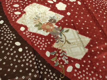 平和屋着物●訪問着　総絞り　刺繍　松皮菱　辻が花　金彩　正絹　逸品　DABB4747ps