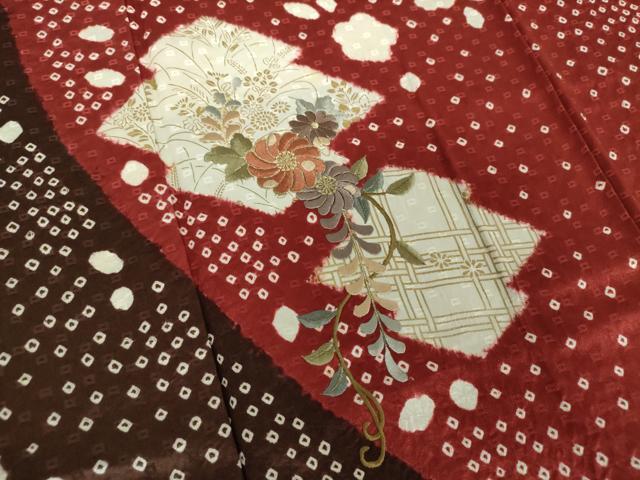 平和屋着物●訪問着　総絞り　刺繍　松皮菱　辻が花　金彩　正絹　逸品　DABB4747ps