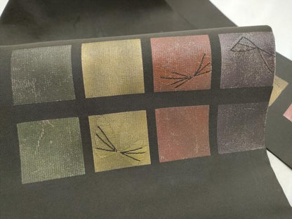 平和屋着物●九寸名古屋帯　舞蝶文　黒地　正絹　逸品　CABD0768hy