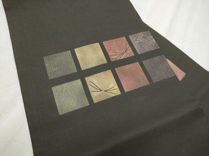 平和屋着物●九寸名古屋帯　舞蝶文　黒地　正絹　逸品　CABD0768hy