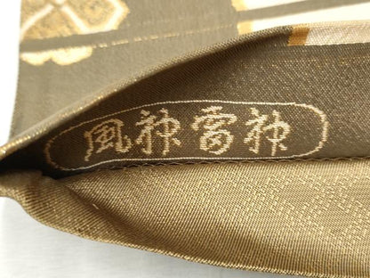 平和屋着物●六通柄袋帯　風神雷神　金糸　正絹　逸品　CABD5641hy