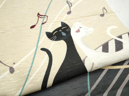 平和屋着物●全通柄　京袋帯　WAKKA　ワッカ　猫　ピアノ　音符　正絹　逸品　CABD5649hy