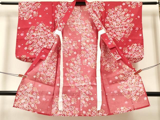 平和屋着物∴夏物 綿紅梅 浴衣 女の子 ３歳 花尽くし 綿 逸品 DABA3998ma