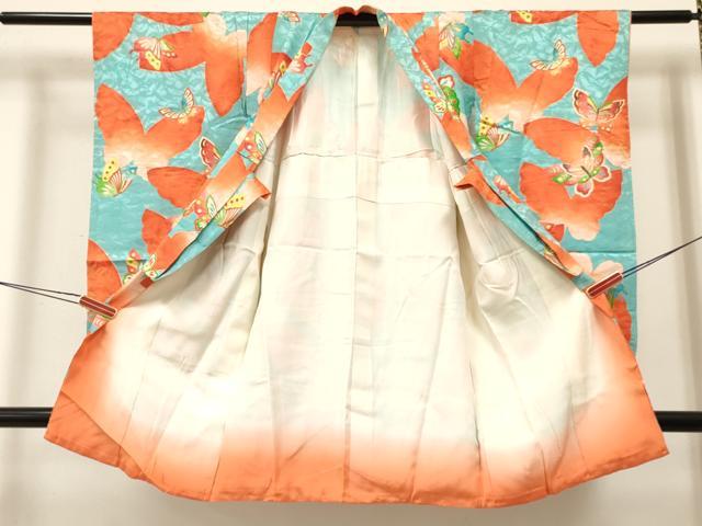 平和屋着物[]七五三　女の子　３歳　祝着　三つ身　舞蝶文　金彩　逸品　DABA3977ma