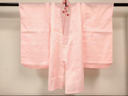 平和屋着物[]七五三　女の子　３歳　祝着　三つ身　長襦袢(単衣・半衿刺繍)・被布セット　鈴花文　暈し染め　金彩　DABA3970ma