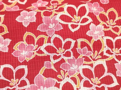 平和屋着物∴夏物 綿紅梅 浴衣 女の子 ３歳 花尽くし 綿 逸品 DABA3998ma