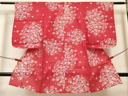 平和屋着物∴夏物 綿紅梅 浴衣 女の子 ３歳 花尽くし 綿 逸品 DABA3998ma