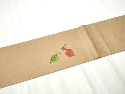 平和屋着物●九寸名古屋帯　型染め　成物　正絹　逸品　CABD5732hy