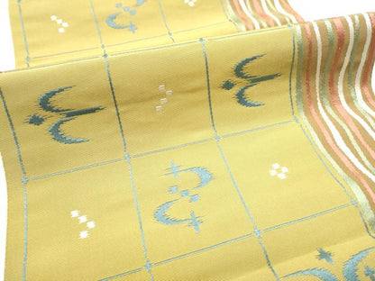 平和屋着物●本場筑前博多織 八寸名古屋帯 琉球絣文様 正絹 逸品 CABD5738hy