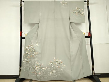 平和屋着物●訪問着 友禅 松竹梅文 金糸 金彩 正絹 逸品 AABG2787cs