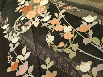 平和屋着物●訪問着 枝花丸文 暈し染め 正絹 逸品 AABG2779cs