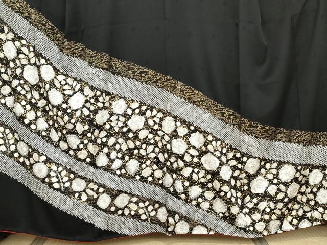 平和屋着物●訪問着 辻が花 絞り 黒地 金彩 正絹 逸品 AABG2783cs