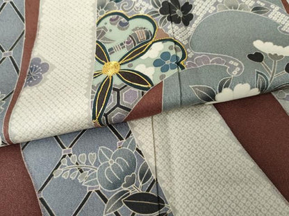平和屋着物●京友禅作家　外池雅峰　訪問着　駒刺繍　立波吉祥花文　正絹　逸品　AABG2782cs