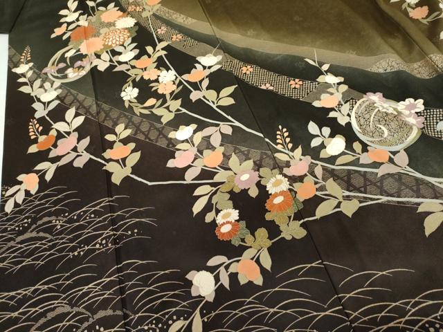平和屋着物●訪問着 枝花丸文 暈し染め 正絹 逸品 AABG2779cs