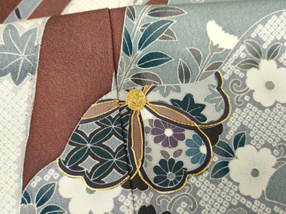 平和屋着物●京友禅作家　外池雅峰　訪問着　駒刺繍　立波吉祥花文　正絹　逸品　AABG2782cs