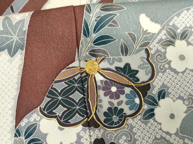 平和屋着物●京友禅作家　外池雅峰　訪問着　駒刺繍　立波吉祥花文　正絹　逸品　AABG2782cs