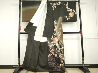 平和屋着物●訪問着 枝花丸文 暈し染め 正絹 逸品 AABG2779cs