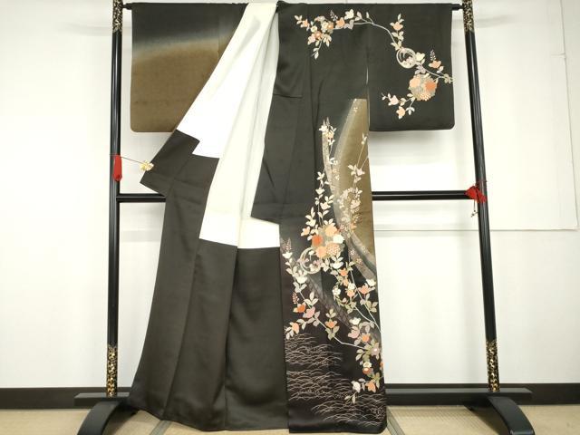 平和屋着物●訪問着 枝花丸文 暈し染め 正絹 逸品 AABG2779cs