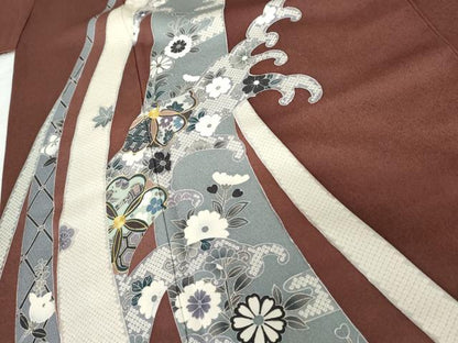 平和屋着物●京友禅作家　外池雅峰　訪問着　駒刺繍　立波吉祥花文　正絹　逸品　AABG2782cs