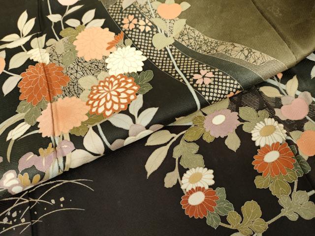 平和屋着物●訪問着 枝花丸文 暈し染め 正絹 逸品 AABG2779cs