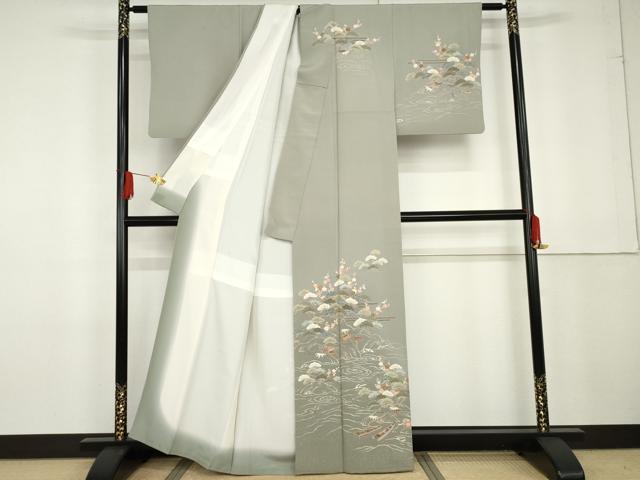 平和屋着物●訪問着 友禅 松竹梅文 金糸 金彩 正絹 逸品 AABG2787cs