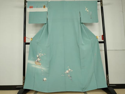 平和屋着物●本加賀友禅作家 南克治 訪問着 飾花文 暈し染め 浜ちりめん 反端付き 正絹 逸品 AABG3488cs