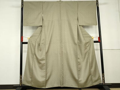 平和屋着物●お召　松葉亀甲文　正絹　逸品　未使用　AABG3497cs