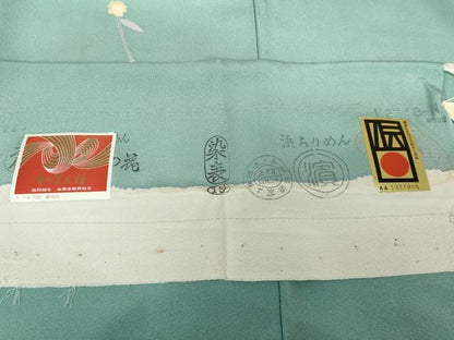 平和屋着物●本加賀友禅作家 南克治 訪問着 飾花文 暈し染め 浜ちりめん 反端付き 正絹 逸品 AABG3488cs