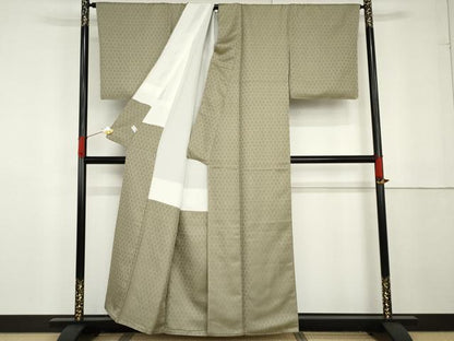 平和屋着物●お召　松葉亀甲文　正絹　逸品　未使用　AABG3497cs