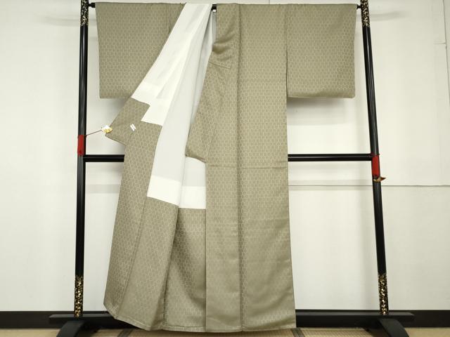 平和屋着物●お召　松葉亀甲文　正絹　逸品　未使用　AABG3497cs