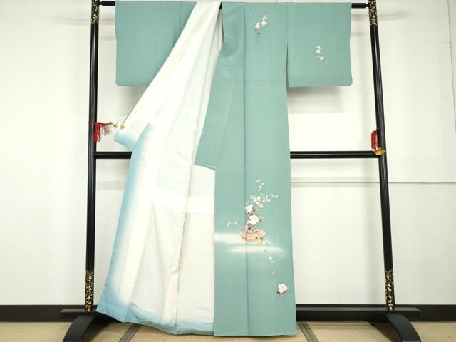 平和屋着物●本加賀友禅作家 南克治 訪問着 飾花文 暈し染め 浜ちりめん 反端付き 正絹 逸品 AABG3488cs