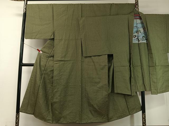 平和屋着物●男性　お召　アンサンブル　100亀甲　総詰め　正絹　逸品　CABC9962vp