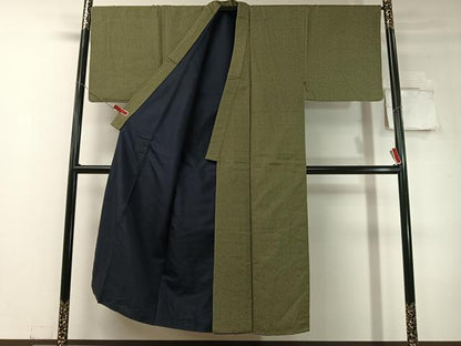 平和屋着物●男性　お召　アンサンブル　100亀甲　総詰め　正絹　逸品　CABC9962vp