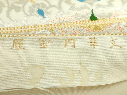 平和屋着物●西陣　環美術織物　六通柄　本袋帯　雁金円華文　金銀糸　正絹　逸品　DABB4913ps