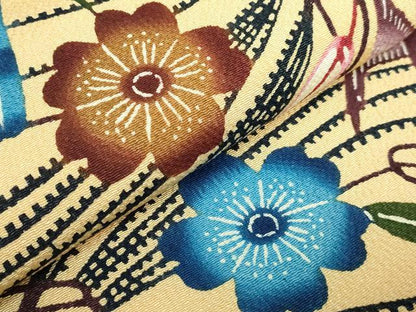 平和屋本店●極上　人間国宝　玉那覇有公　本場琉球紅型　九寸名古屋帯　燕　ツバメ　鬼しぼ縮緬　逸品　DZAB5018kh6