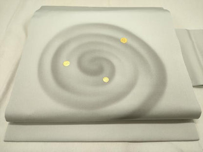平和屋着物●塩瀬　九寸名古屋帯　渦巻き　金糸　正絹　逸品　DABB7979op