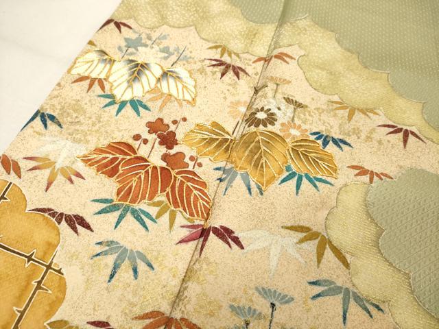 平和屋着物■豪華色留袖　駒刺繍　桐笹文　金彩　正絹　逸品　DABC4760cd