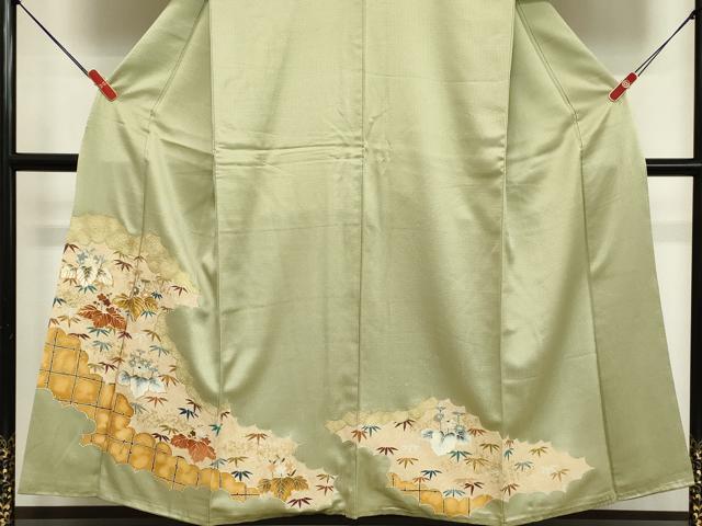 平和屋着物■豪華色留袖　駒刺繍　桐笹文　金彩　正絹　逸品　DABC4760cd