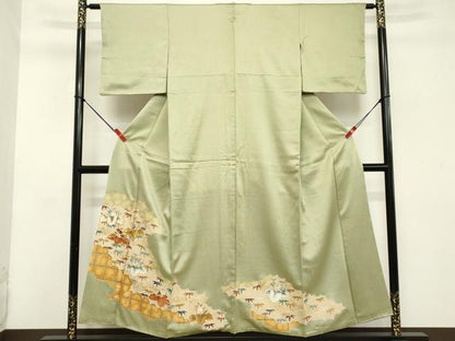 平和屋着物■豪華色留袖　駒刺繍　桐笹文　金彩　正絹　逸品　DABC4760cd